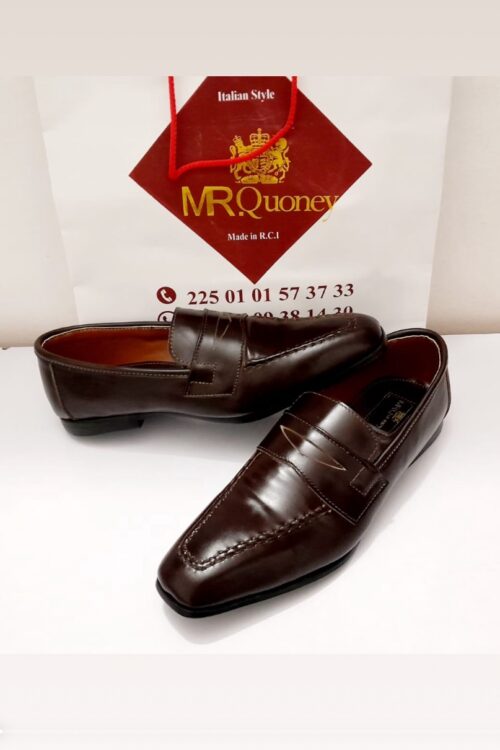 Mocassin Homme en Cuir Michelin Marron Foncé – Fabrication Artisanale